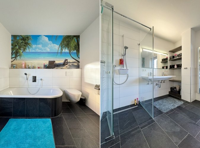 modernes Bad mit Dusche & Wanne
