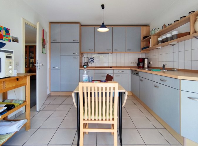Küche mit Zugang zum Wohnzimmer