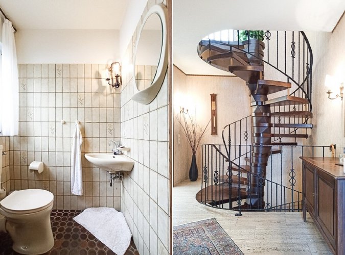 Gäste-WC & Diele mit schöner Wendeltreppe